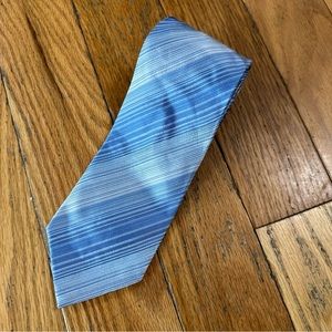 Escada Light Blue Striped Silk Neck Tie